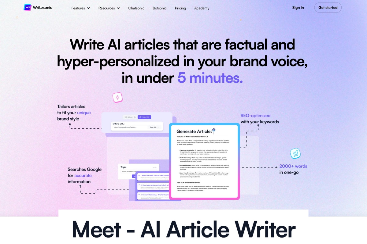 ai article writer by writesonic